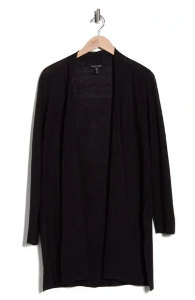 Eileen Fisher Organic Linen & Organic Cotton Long Cardigan In Black