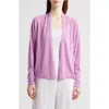 Eileen Fisher Organic Linen & Organic Cotton Open Front Cardigan In French Lilac