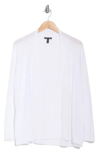 Eileen Fisher Organic Linen & Organic Cotton Open Front Cardigan In White