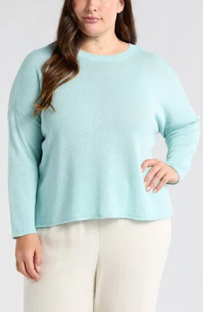 Eileen Fisher Organic Linen & Organic Cotton Sweater In Blue