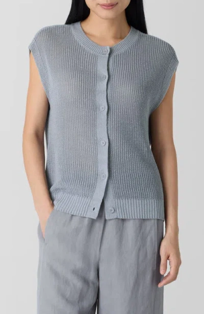 Eileen Fisher Organic Linen & Organic Cotton Sweater Vest In Greystone