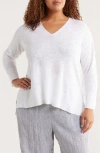 Eileen Fisher Organic Linen & Organic Cotton V-neck Sweater