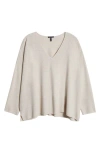 Eileen Fisher Organic Linen & Organic Cotton V-neck Sweater In Undyed Natural