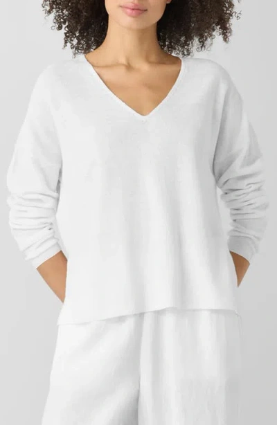 EILEEN FISHER EILEEN FISHER ORGANIC LINEN & ORGANIC COTTON V-NECK SWEATER