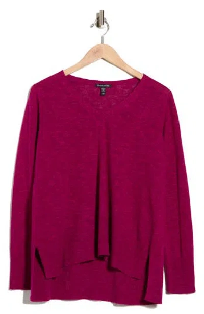 Eileen Fisher Organic Linen & Organic Cotton V-neck Sweater In Pink