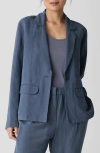 Eileen Fisher Notch Collar Linen And Silk Blazer In Eclipse