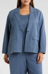 Eileen Fisher Organic Linen & Silk Blazer In Eclipse