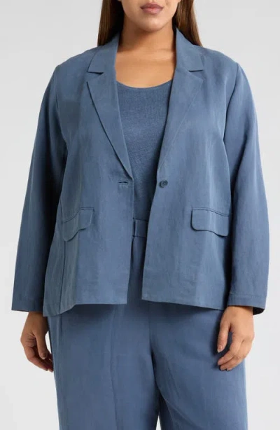 Eileen Fisher Organic Linen & Silk Blazer In Eclipse