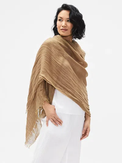 Eileen Fisher Organic Linen & Tencel Texture Scarf In Brown