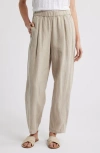 Eileen Fisher Cropped Organic Linen Lantern Pants In Undyed Natural