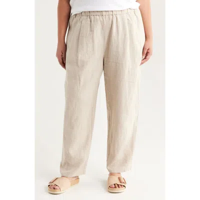 Eileen Fisher Organic Linen Ankle Lantern Pants In Undyed Natural