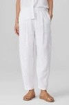 Eileen Fisher Linen Pleated Ankle Lantern Pants In White