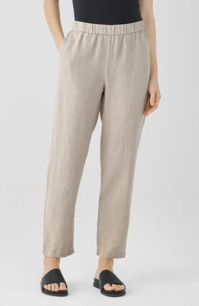 Eileen Fisher Organic Linen Ankle Straight Leg Trousers In Undyed Natural
