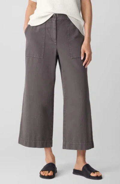 Eileen Fisher Organic Linen Ankle Wide Leg Pants In Gray