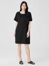 Eileen Fisher Organic Linen Ballet Neck Dress In Black