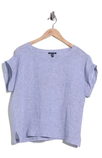 Eileen Fisher Organic Linen Ballet Neck Square Top In Black