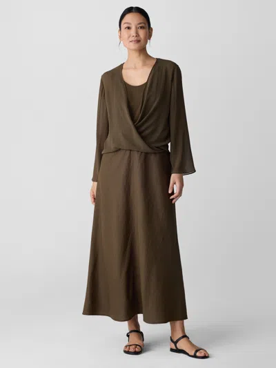 Eileen Fisher Organic Linen Bias Skirt In Brown