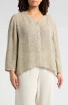 Eileen Fisher Organic Linen Blend Button-up Shirt In Natural