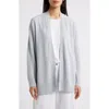 Eileen Fisher Organic Linen Blend Open Front Cardigan In Fog