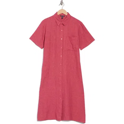 Eileen Fisher Organic Linen Button-up Dress In Red