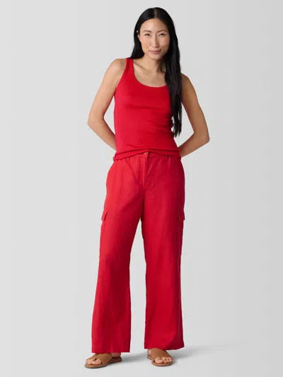 Eileen Fisher Organic Linen Cargo Pant In Red