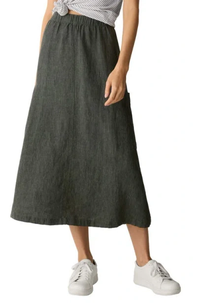 Eileen Fisher Organic Linen Cargo Skirt In Green