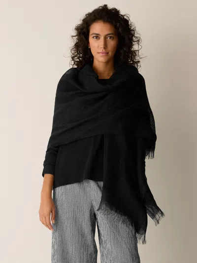 Eileen Fisher Organic Linen Circles Scarf In Black