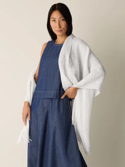 Eileen Fisher Organic Linen Circles Scarf In White