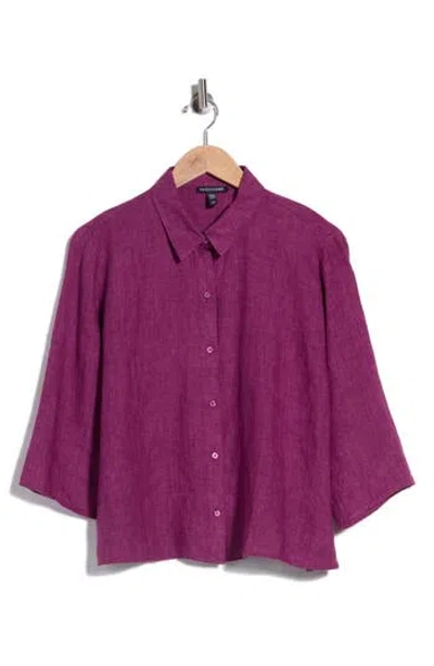 Eileen Fisher Organic Linen Classic Collar Shirt In Pink