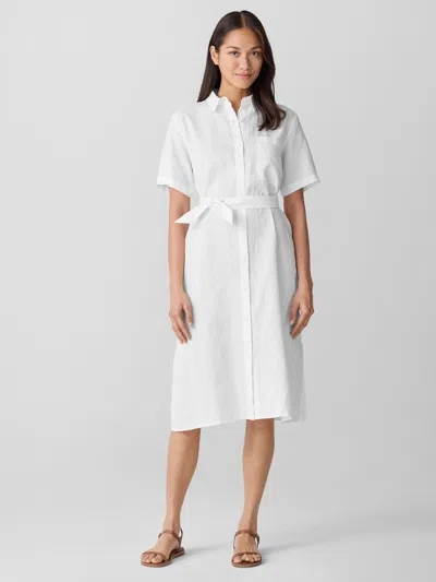 Eileen Fisher Organic Linen Classic Collar Shirtdress In White