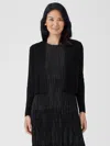 Eileen Fisher Organic Linen Cotton Airy Tuck Cropped Cardigan In Black
