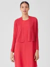 Eileen Fisher Organic Linen Cotton Airy Tuck Cropped Cardigan In Pink