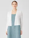 Eileen Fisher Organic Linen Cotton Airy Tuck Cropped Cardigan In White