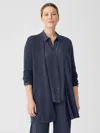 Eileen Fisher Organic Linen Cotton Airy Tuck Long Cardigan In Blue