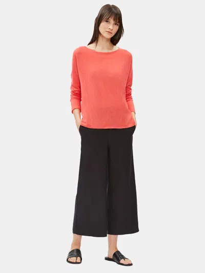 Eileen Fisher Organic Linen Cotton Bateau Neck Box-top In Orange