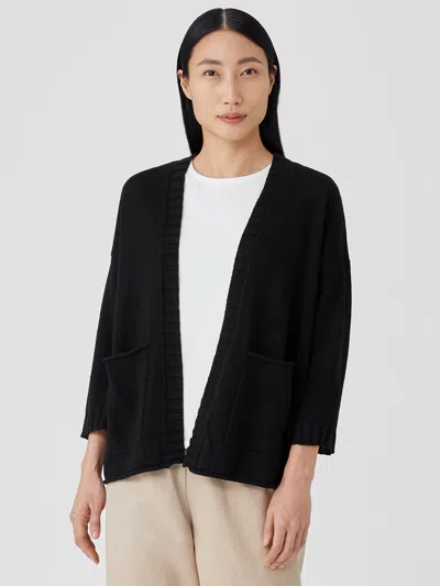 Eileen Fisher Organic Linen Cotton Cardigan In Black