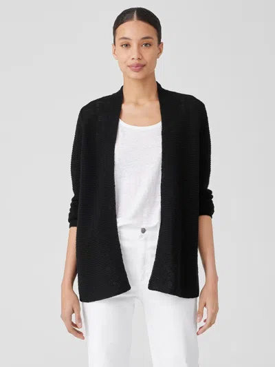 Eileen Fisher Organic Linen Cotton Cardigan In Black