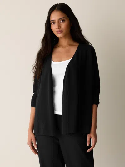 Eileen Fisher Organic Linen Cotton Cardigan In Black