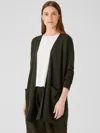 Eileen Fisher Organic Linen Cotton Cardigan In Green