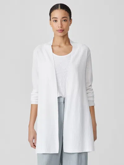 Eileen Fisher Organic Linen Cotton Cardigan In Natural/white