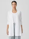 Eileen Fisher Organic Linen Blend Open Front Cardigan In White