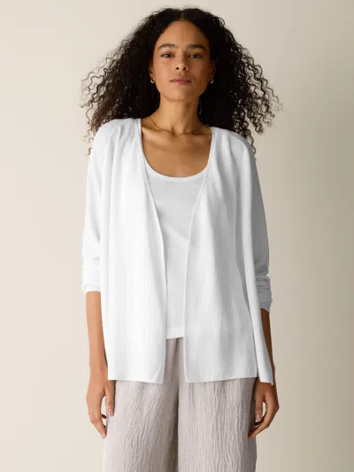 Eileen Fisher Organic Linen Cotton Cardigan In White