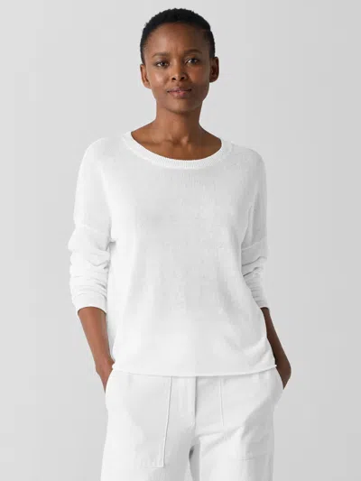 Eileen Fisher Organic Linen Cotton Cord Crew Neck Top In Absinthe
