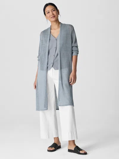 Eileen Fisher Organic Linen Cotton Cord Long Cardigan In Absinthe