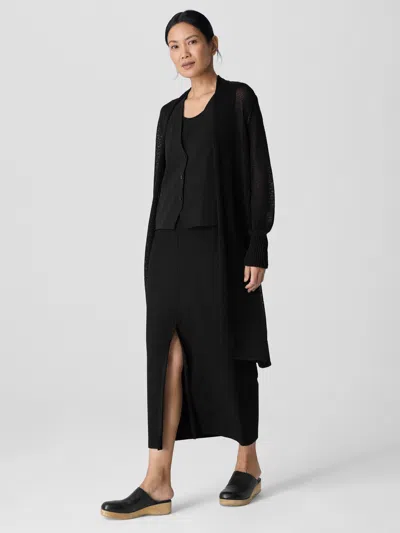 Eileen Fisher Organic Linen Cotton Cord Long Cardigan In Black