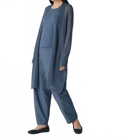 Eileen Fisher Organic Linen Cotton Cord Long Cardigan In Eclipse