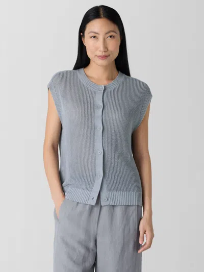 Eileen Fisher Organic Linen Cotton Cord Vest In Greystone