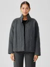 Eileen Fisher Organic Linen Cotton Crepe Quilted Jacket In Gray