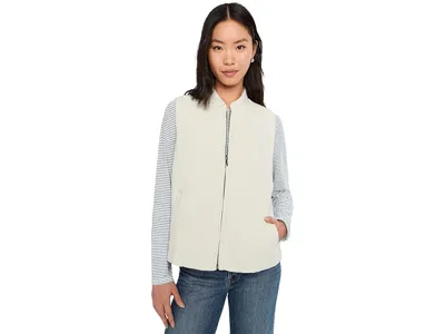 Eileen Fisher Organic Linen Cotton Crepe Stand Collar Vest In Brown