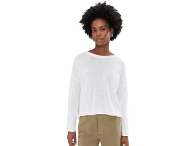 Eileen Fisher Organic Linen Cotton Crew Neck Sweater In White